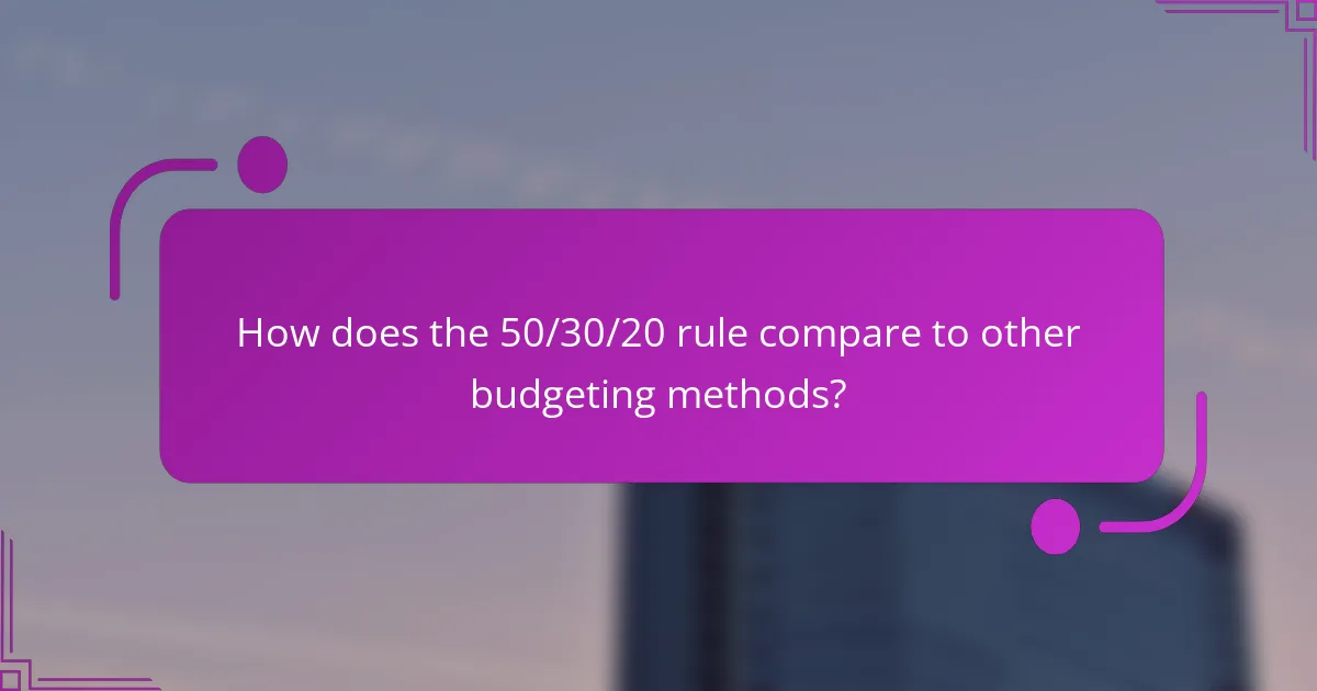 How does the 50/30/20 rule compare to other budgeting methods?