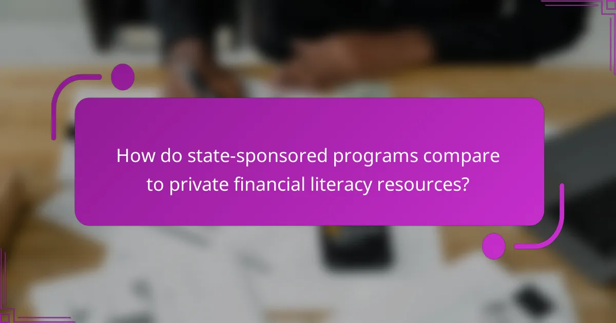How do state-sponsored programs compare to private financial literacy resources?