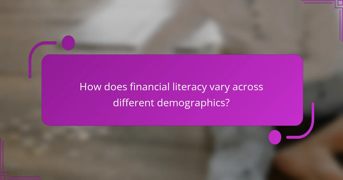 How does financial literacy vary across different demographics?
