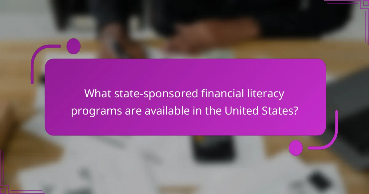 What state-sponsored financial literacy programs are available in the United States?